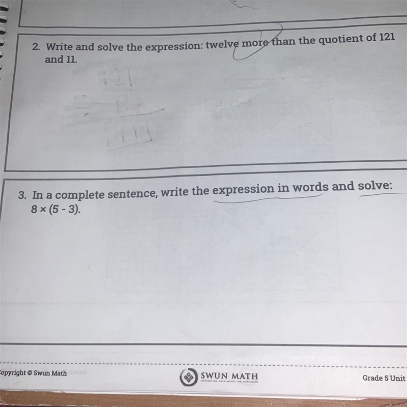 In a complete sentence, write the expression in words and solve: 8x(5-3) HELPPPP-example-1