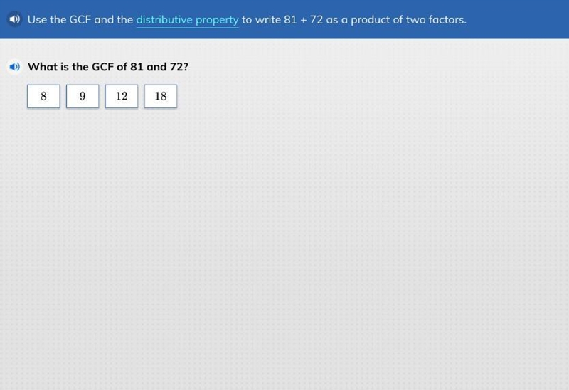 What is the GCF of 81 and 72?-example-1