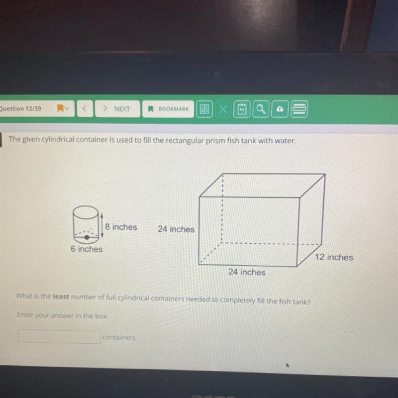 What is the least number of full cylindrical containers needed to completely fill-example-1