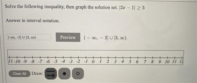 Graph the solution set l 2x - 1 l >= 5-example-1