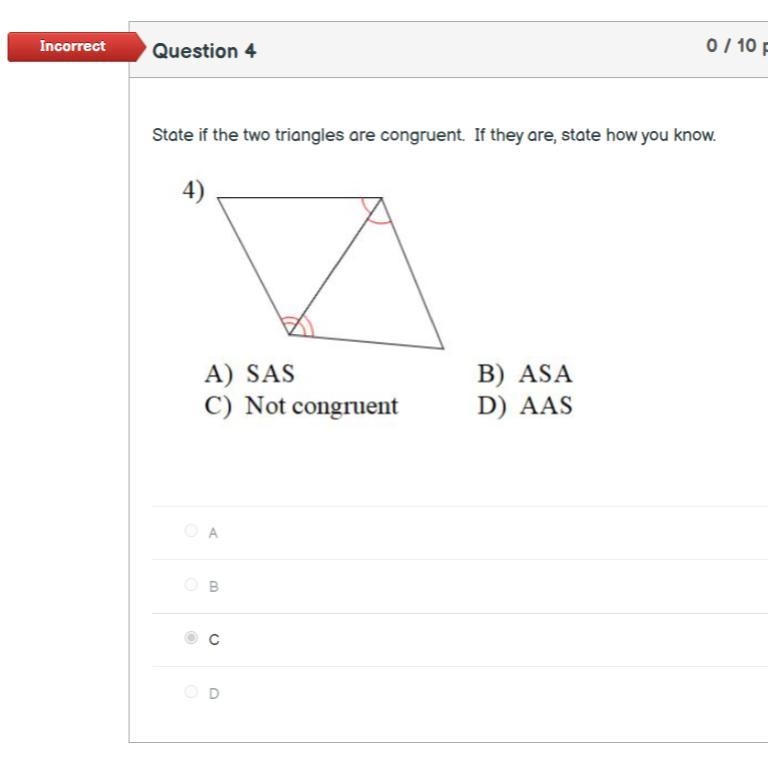 State if the two triangles are congruent. If they are, state how you know.-example-1