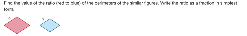 Find the value of the ratio (red to blue) of the perimeters of the similar figures-example-1