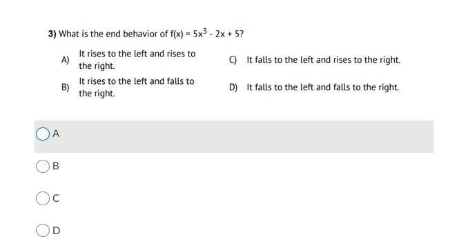 What is the end behavior of f(x)=5x^3-2x+5-example-1