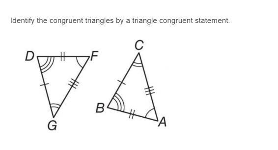 Identify the congruent triangles by a triangle congruent statement.-example-1