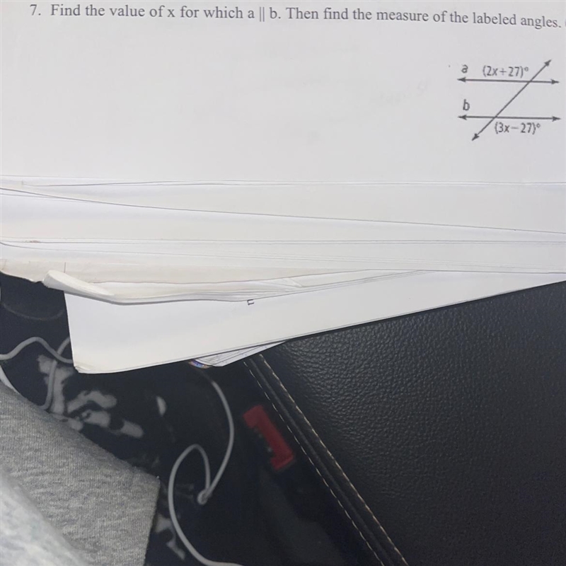 Find the value of x for which a ll b. The find measure of the labeled angles-example-1