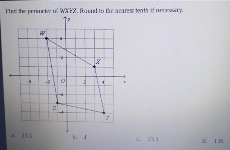 Find the perimeter of WXYZ. Round to nearest tenth if necessary.​-example-1