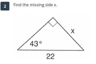 Find missing side x trigonamatry-example-1