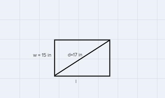 A rectangle has a width of 15 inches and a diagonal of 17 inches. Find the length-example-1