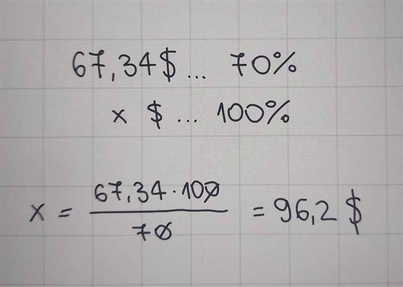 A student used a 30% off coupon to buy a jacket. There was no tax. The student paid-example-1