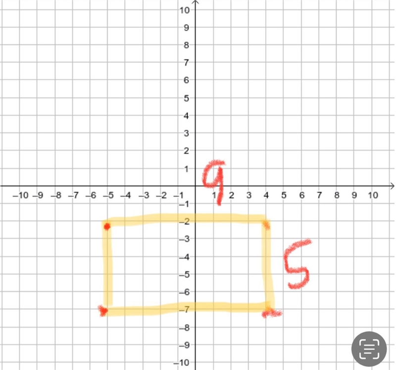 Find the area of the polygon with the given points A (-5,-2) B (4,-2) C (4, -7) D-example-1