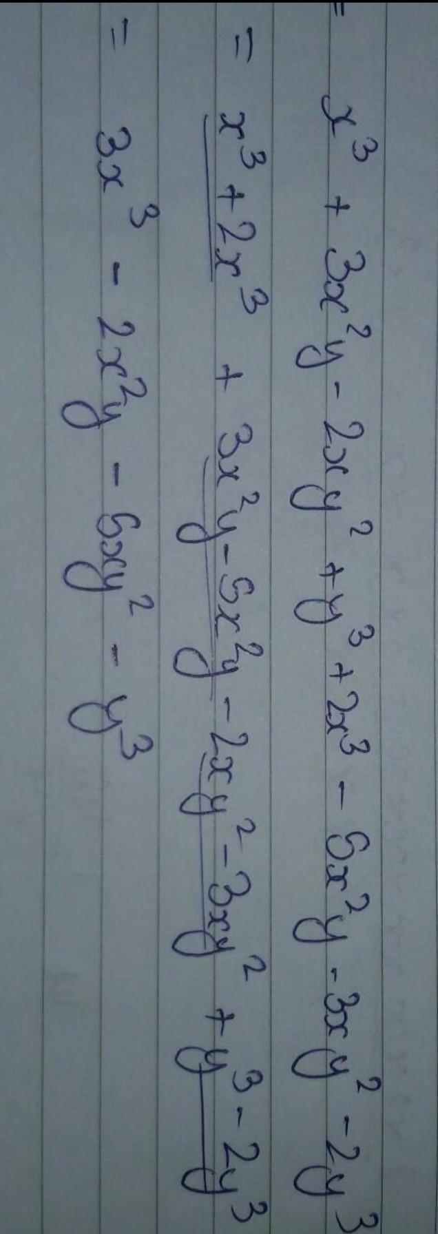 Pls help quick Add 1. x³-2x²y+3xy²-y²,2x³-5xy²+3x²y-4y³​-example-1