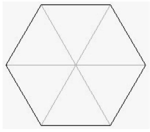 How many equilateral triangles are there in a regular hexagon.-example-1