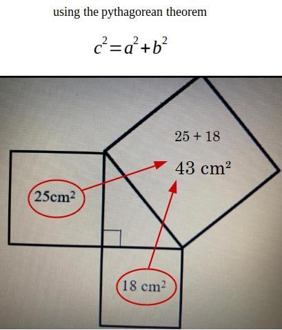 The vertical of three squares are joined to form a right triangle , what is the area-example-1