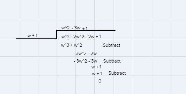 Use long or synthetic division to find the following quotients (w^3-2w^2-2w+1)÷(w-example-1