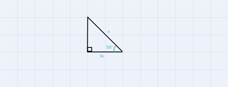 Which of the following is equivalent to the value of x?14258°O 14 cos(58)O 14 sin-example-1