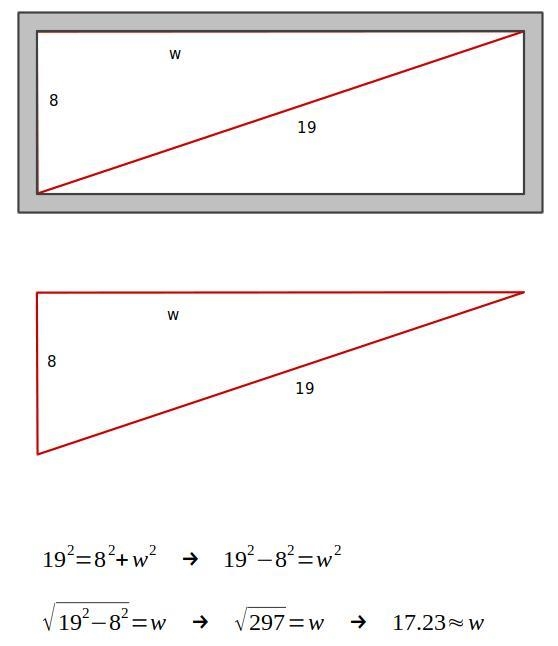 Laptop computers are measured according to the diagonals of their screens. 8 in. 19 in-example-1