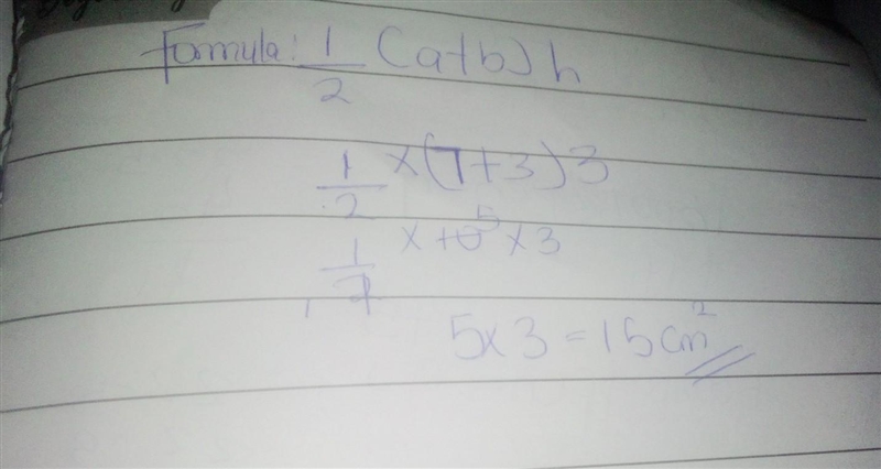 Find the area of the shape shown below. 7 3 3-example-1