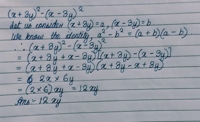 Factorise : (x + 3y) 2 – (x – 3y) 2.-example-1