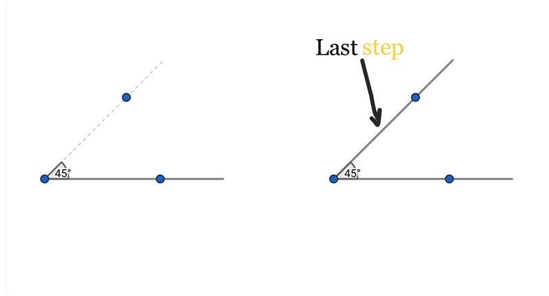 What is the last step in constructing an angle? O Make a mark at the number of degrees-example-1