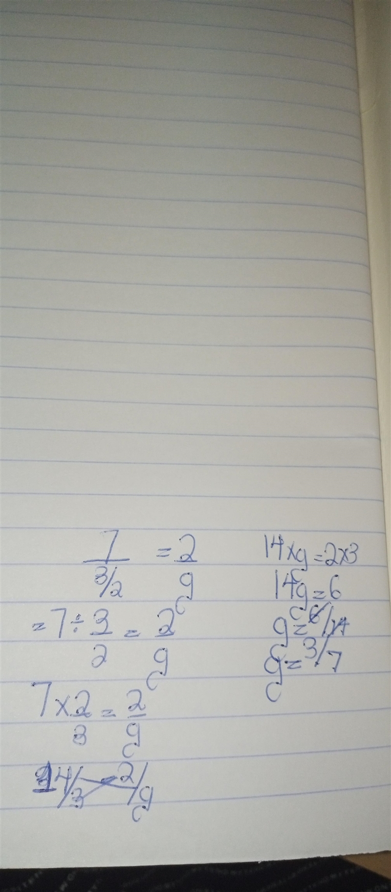 7/(3/2) = 2/g What's the answer?-example-1