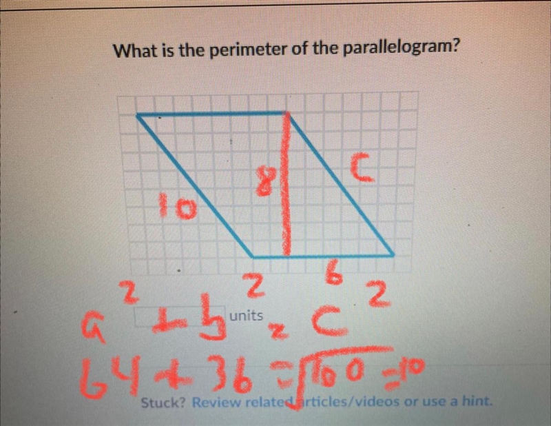 What is the perimeter of the parallelogram?-example-1