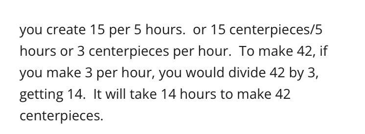 The unit rate for number 9 which states: You create 15 centerpieces for a party in-example-1