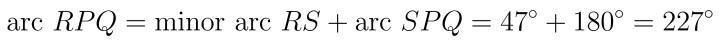 Find the measure of arc RPQ.-example-1