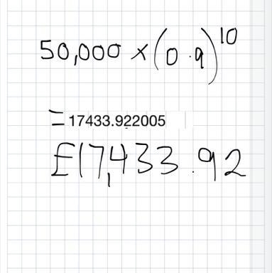 1. A car is worth $50,000 brand new and it will lose 10% of its value each year. At-example-1