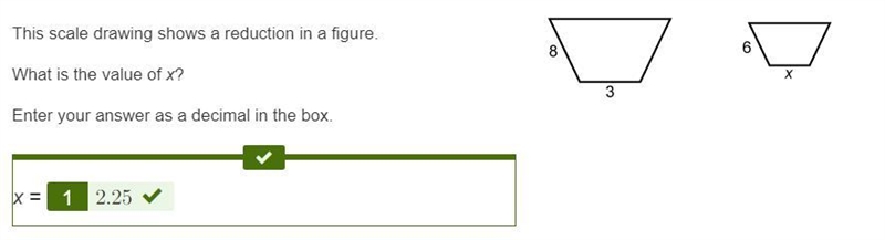 This scale drawing shows a reduction in a figure. What is the value of x? Enter your-example-1