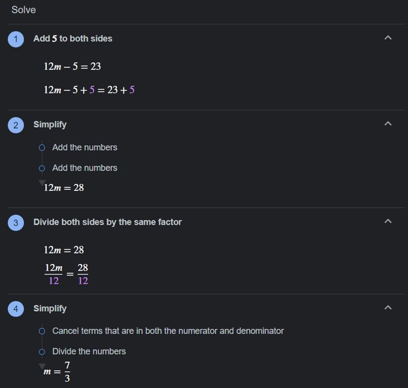 12m−5=23. what is M?-example-1