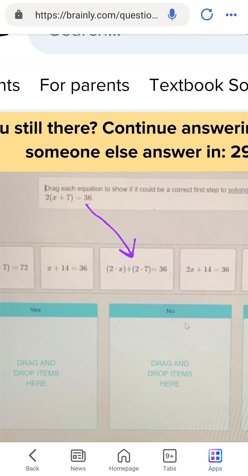 Drag each equation to show if it could be a correct first step to solving the equation-example-1