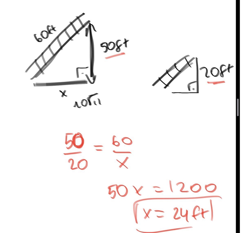 Two ladders are leaning against a wall at the same angle, as shown. How long is the-example-1