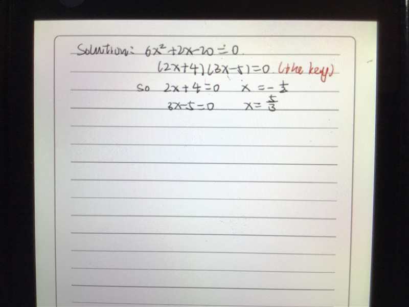 Ax2 + bx + c Use the X method to find the solutions of 6x2 + 2x - 20 = 0. X= ac X-example-1