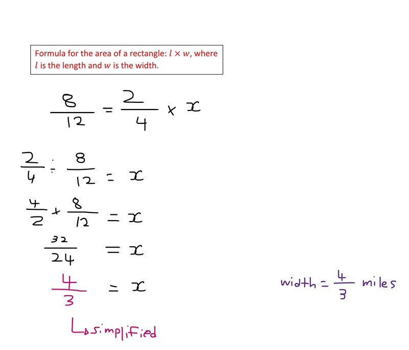 A playground is rectangular with a length of 2/4 miles. If the area of the playground-example-1