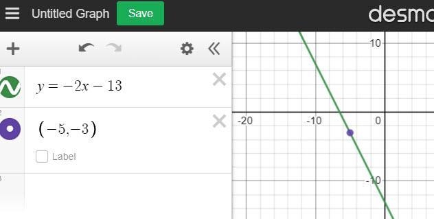 Graph a line that contains the point (-5,-3) (−5,−3) with a slope of -2 What's the-example-1