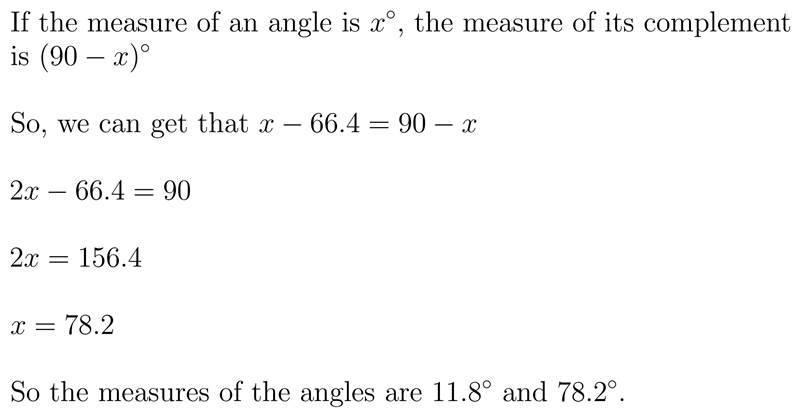 An angle measures 66.4º more than the measure of its complementary angle. What is-example-1