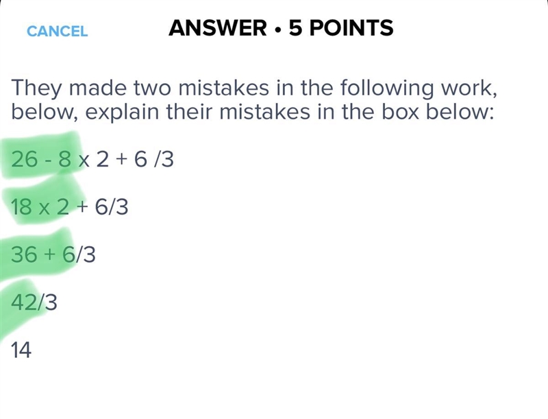 They made two mistakes in the following work, below, explain their mistakes in the-example-1