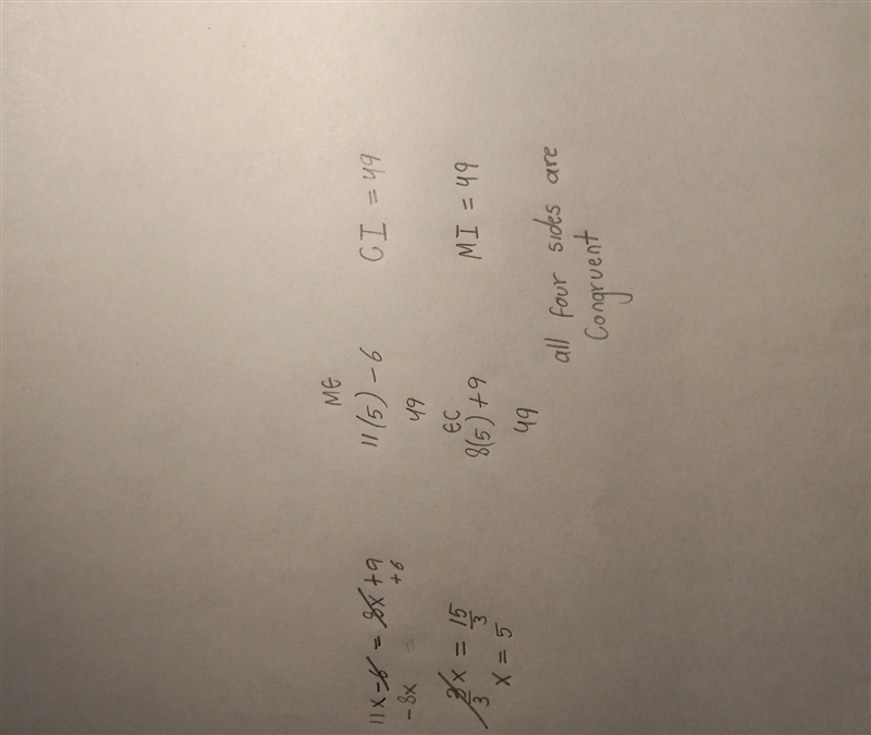 MICE is a rhombus. Solve for x and IC. Please help :)-example-1