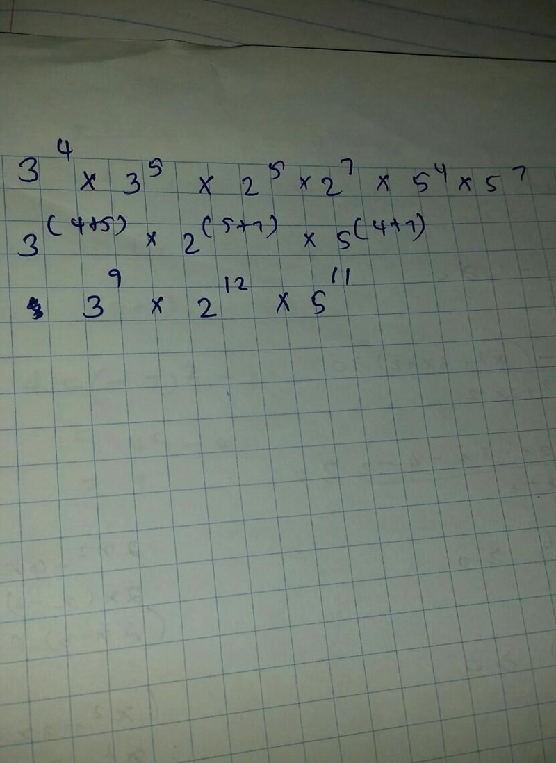 HELP !!! Find x, y, and z if (3x5)^4 x (2x5)^7 = 2x x 3y x 5z. use the technique shown-example-1