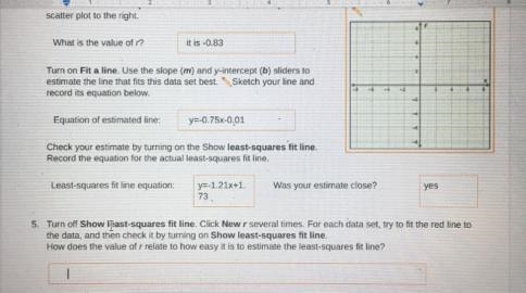 How does the value of r relate to how easy it is to estimate the least-squares fit-example-1