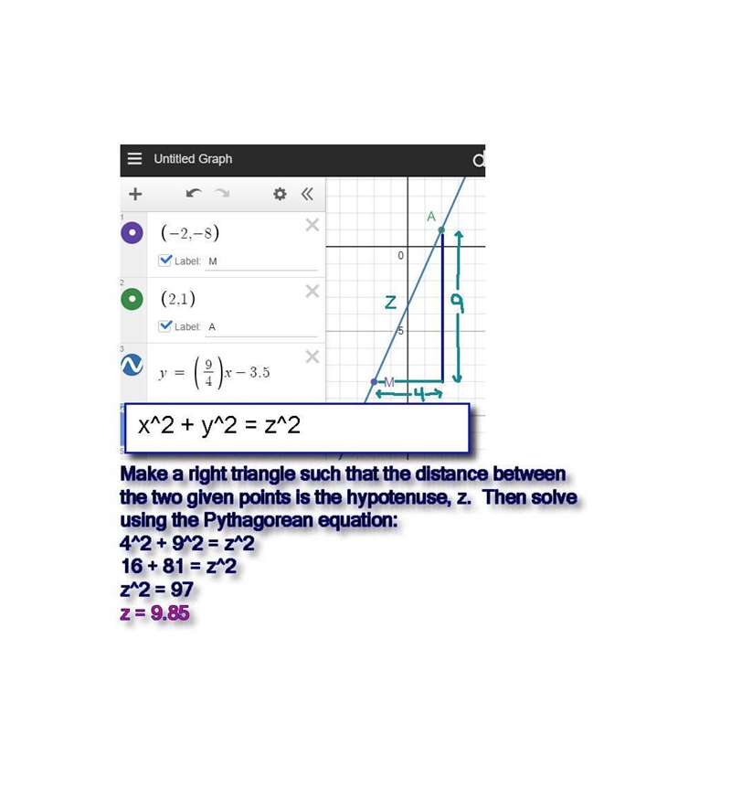 Calculate the distance between the points M=(-2, -8) and A=(2, -1) in the coordinate-example-1