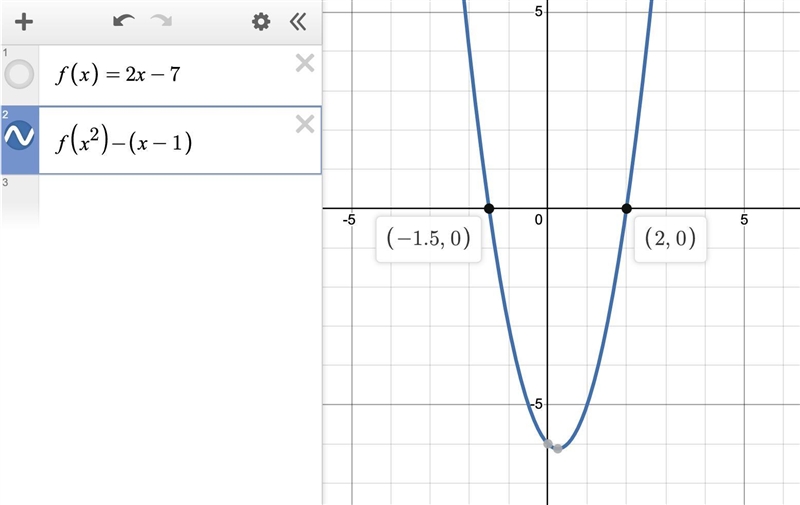 How would I solve the equation below: f(x)=2x-7 Solve: f(x^(2))=x-1-example-1