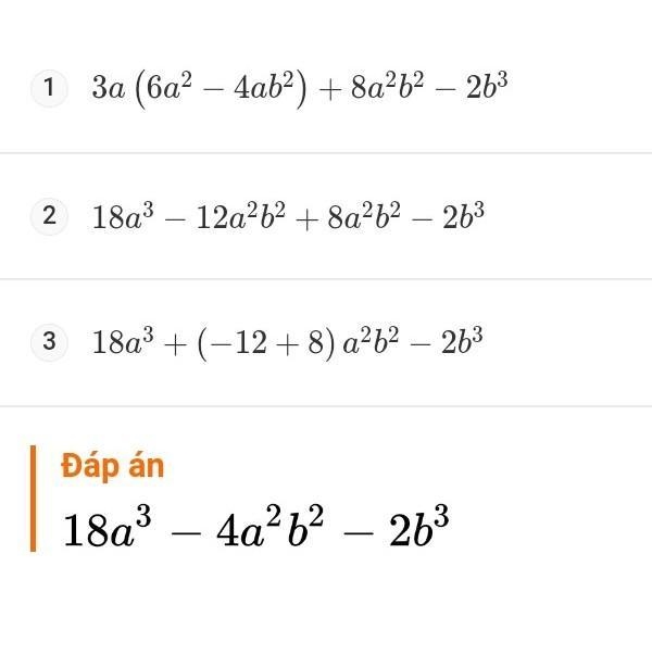 3a(6a 2– 4ab 2 ) + 8a 2 b 2– 2b 3-example-1