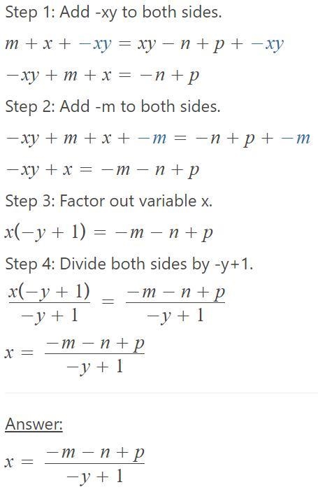 X + m = p - n + yx Solve for x-example-1