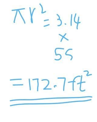 If the radius is 55 ft, Find the area of the circle to the nearest tenth. use 3.14-example-1