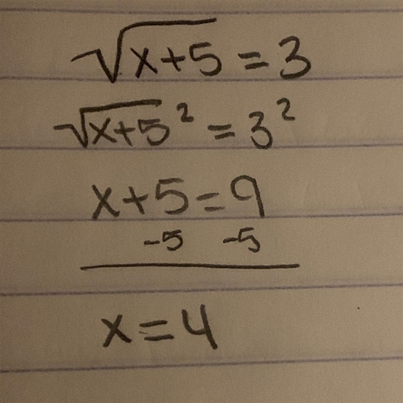 Solve the following Radical Equation (Square root). Show all work.-example-1