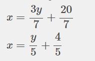 7x-3y=20 y=5x-4 solve for x and y-example-1