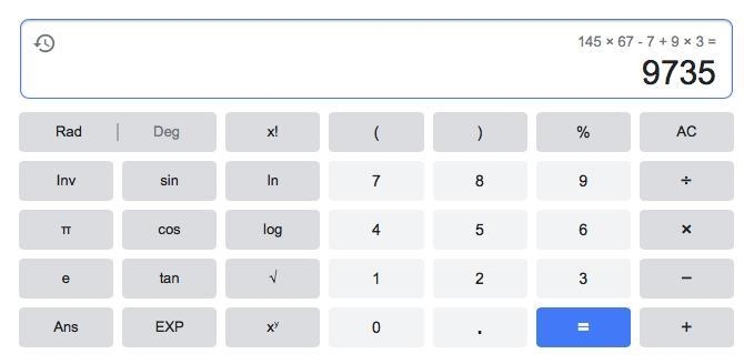 What is 145 x 67- 7 + 9x3 =-example-1