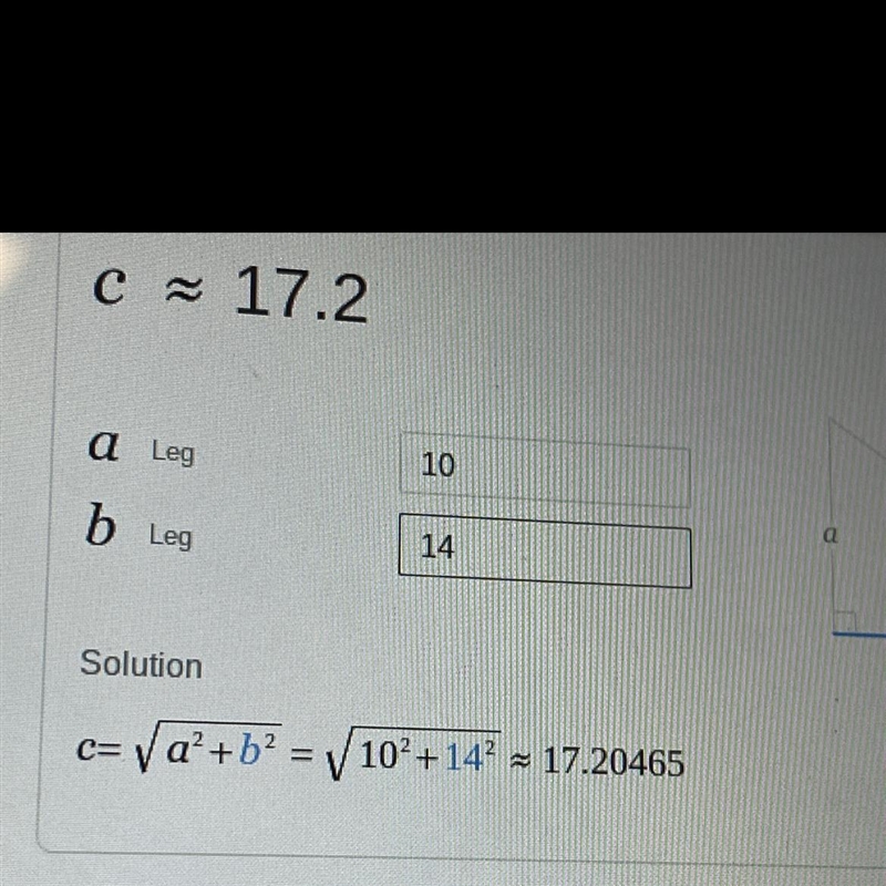 One of the legs of a right triangle measures 10 cm and the other leg measures 14 cm-example-1