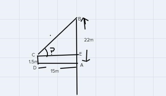 A shooter standing on the ground horizontally 15 meter away from atree sees a bird-example-1